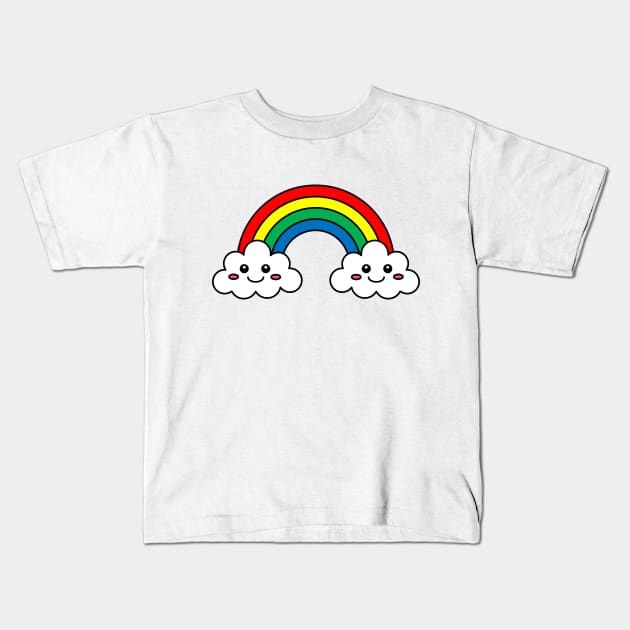 Rainbow And Clouds Kids T-Shirt by inotyler